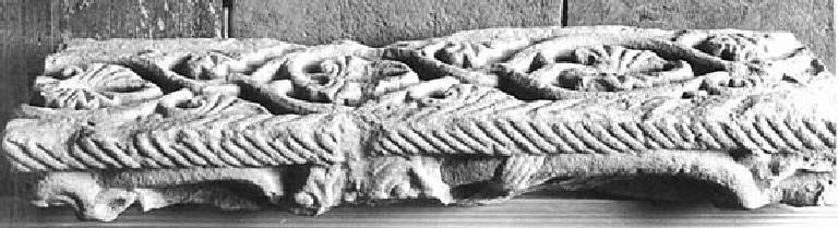 Motivi decorativi vegetali stilizzati (stipite decorato di portale (?)) - ambito pavese (sec. XII)