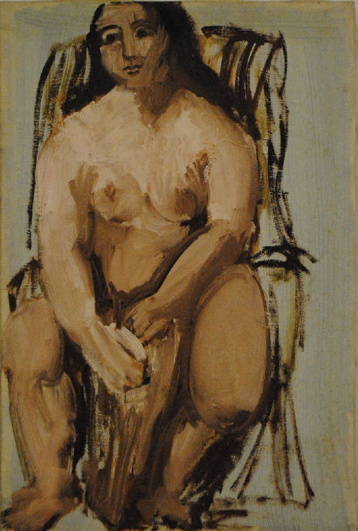 (Studio da Picasso), figura femminile nuda, figura femminile seduta (dipinto) di Pentich, Graziana (seconda metà sec. XX)