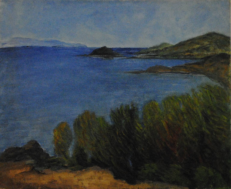 Pinastri marini a Porto Ercole (dipinto) di Pentich, Graziana (terzo quarto sec. XX)