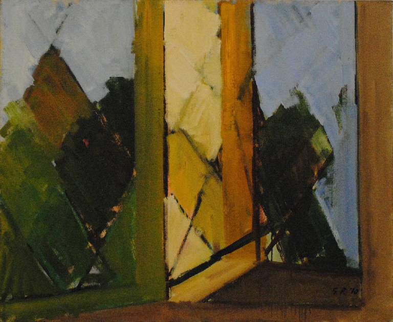 Interno-esterno con piano giallo (dipinto) di Pentich, Graziana (terzo quarto sec. XX)