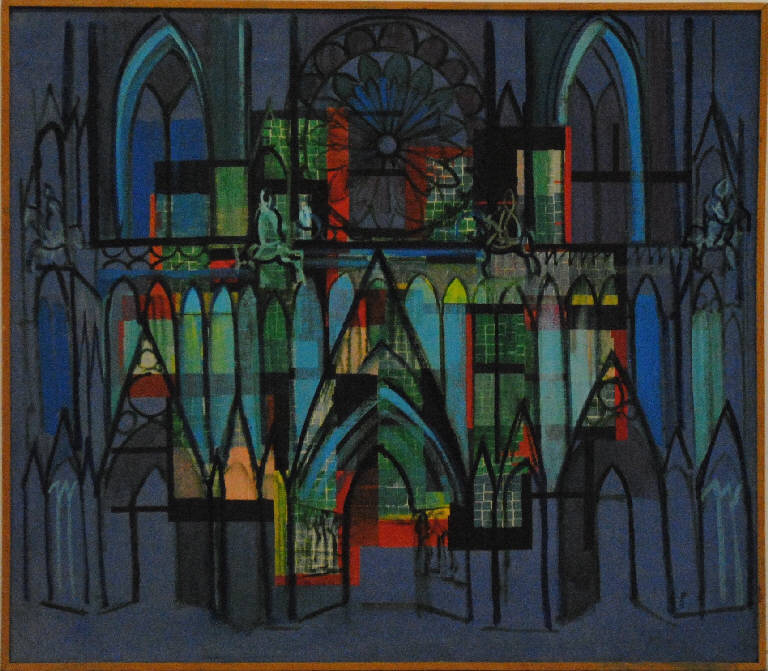 Cattedrale di Strasbourg (studio) (dipinto) di Pentich, Graziana (terzo quarto sec. XX)