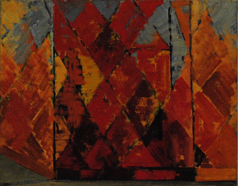 Bosco rosso (rapporti) (dipinto) di Pentich, Graziana (terzo quarto sec. XX)
