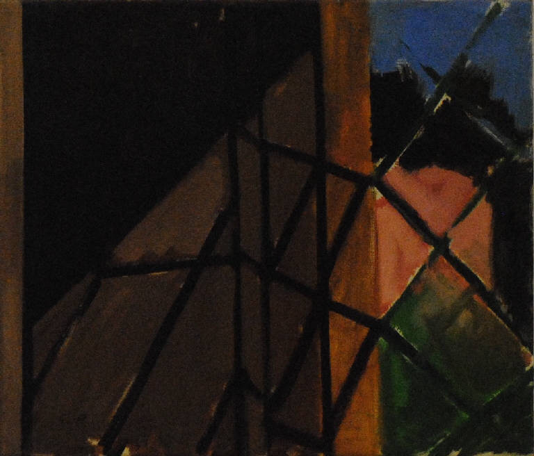Inferriata e paesaggio (dipinto) di Pentich, Graziana (terzo quarto sec. XX)