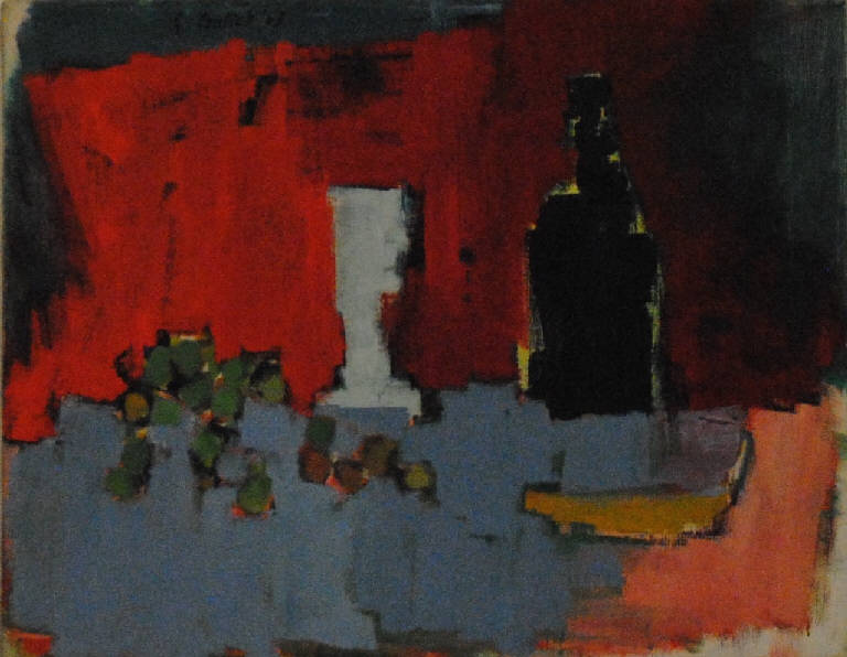 Natura morta in rosso (dipinto) di Pentich, Graziana (terzo quarto sec. XX)
