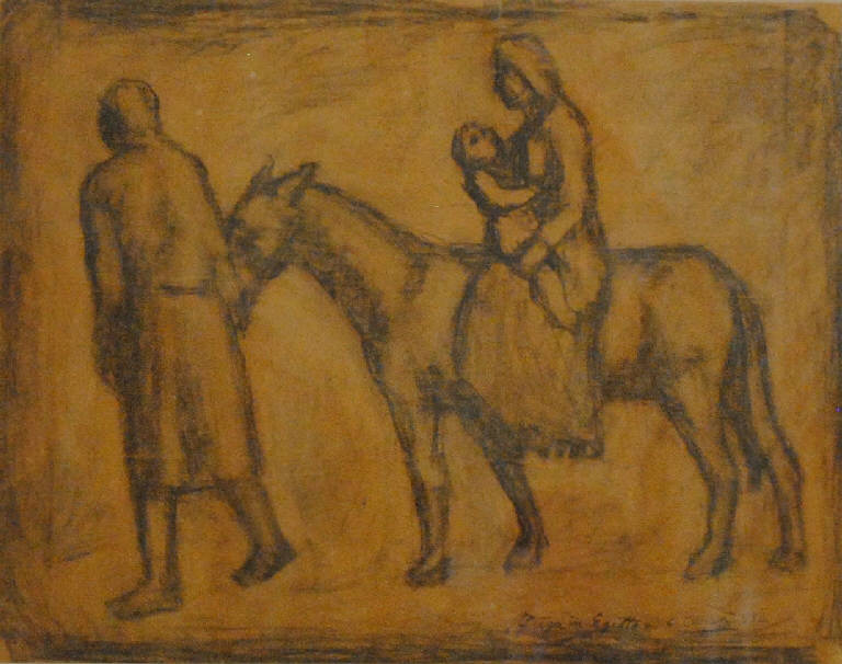 Fuga in Egitto (dipinto) di Carrà, Carlo (terzo quarto sec. XX)