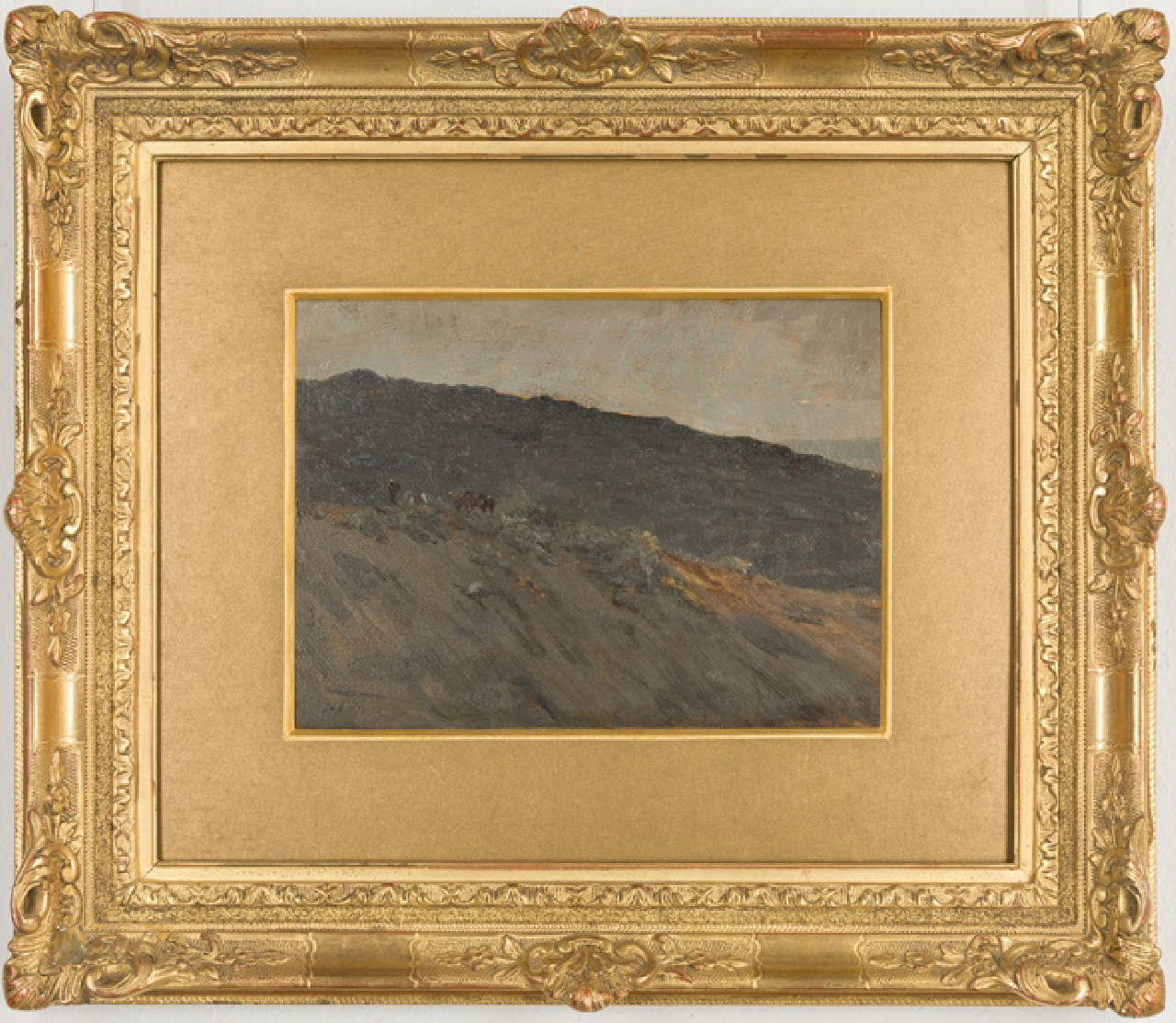 Sulle falde del Vesuvio, veduta del vesuvio (dipinto) di De Nittis Giuseppe (terzo quarto sec. XIX)