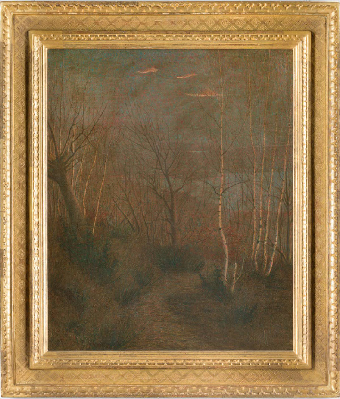 Poema invernale - Sinfonia crepuscolare (Armonia crepuscolare), bosco in inverno (dipinto) di Grubicy De Dragon Vittore (fine sec. XIX)