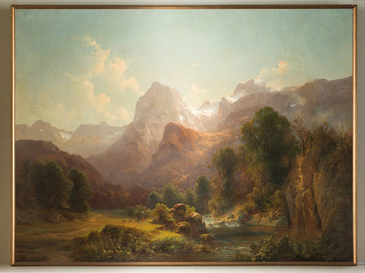 Paesaggio delle montagne della Baviera, paesaggio montano (dipinto) di Lange Giulio (metà sec. XIX)