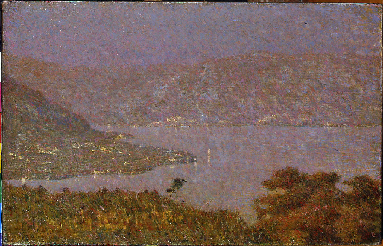 Perle d'amour (Nebbiolina sul lago), paesaggio lacustre (dipinto) di Grubicy De Dragon Vittore (fine/inizio secc. XIX/ XX)