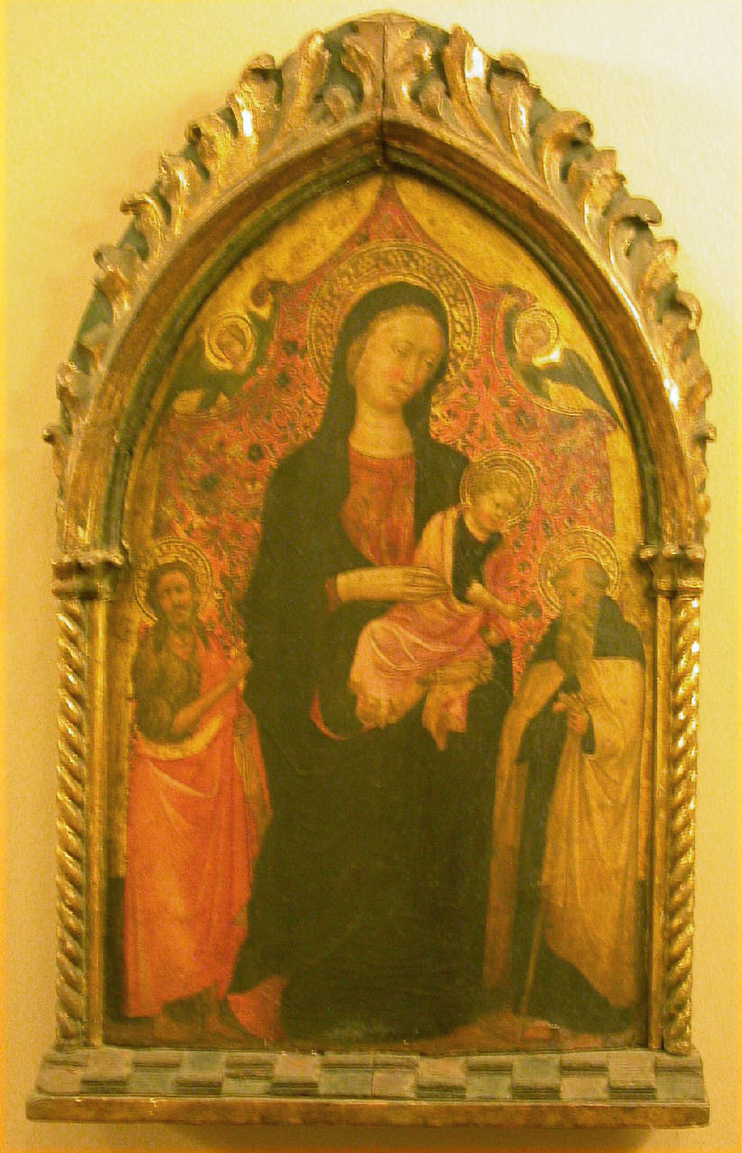 Madonna col Bambino ed i Santi Giovanni Battista e Antonio Abate, madonna con bambino e santi (dipinto) di Starnina Gherardo (attribuito) (inizio sec. XV)