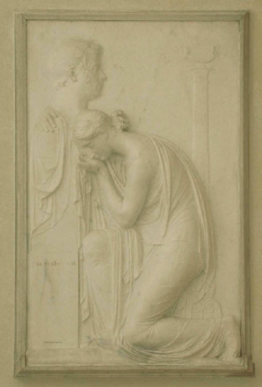 L'Amizia piange davanti all'erma di Luigi Rossi, allegoria dell'amicizia (stele funeraria) di Marchesi Pompeo (primo quarto sec. XIX)