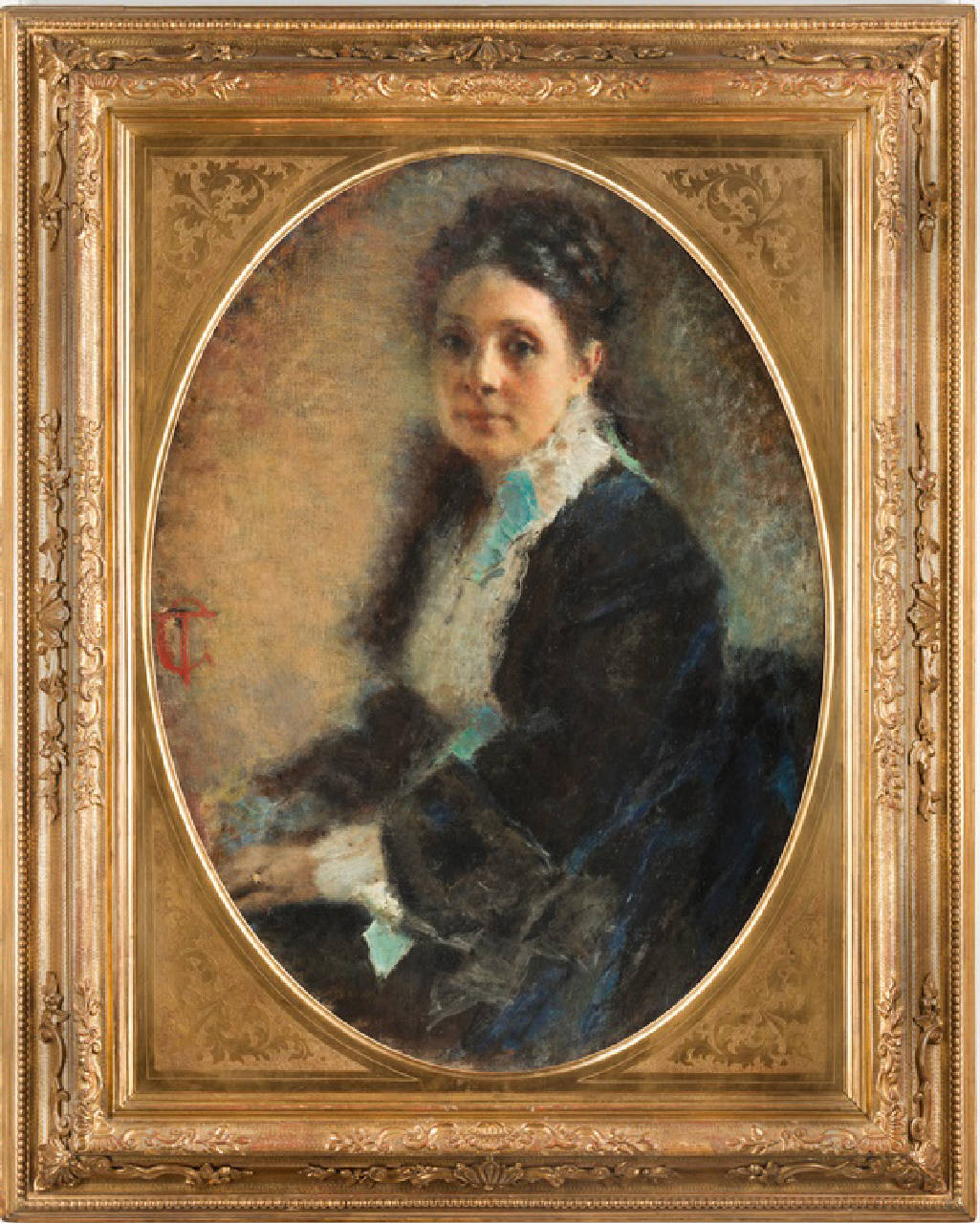 Ritratto della signora Deschamps, ritratto femminile (dipinto) di Cremona Tranquillo (ultimo quarto sec. XIX)