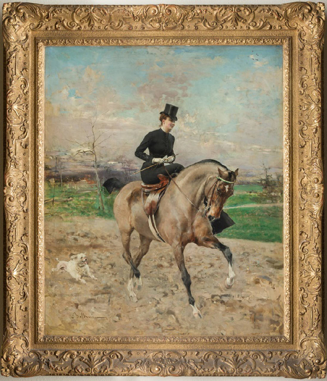 L'amazzone (Alice Regnault a cavallo), ritratto di alice regnault a cavallo (dipinto) di Boldini Giovanni (ultimo quarto sec. XIX)