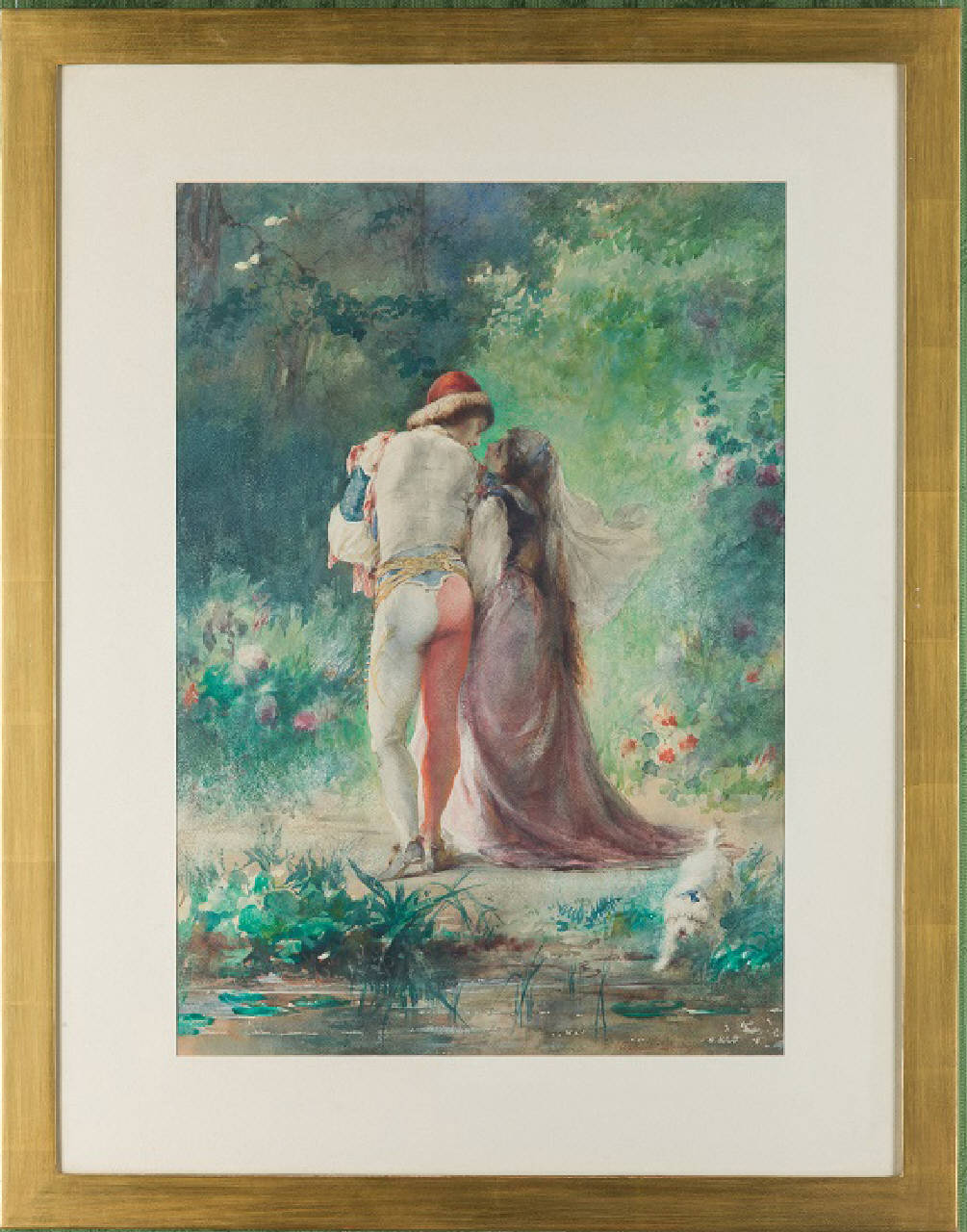 Idillio, figura maschile e femminile (dipinto) di Durini Alessandro (seconda metà sec. XIX)