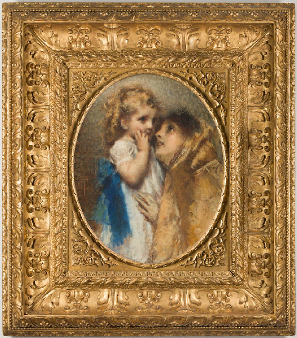 Amor materno, figura di donna con bambina (dipinto) di Cremona Tranquillo (terzo quarto sec. XIX)