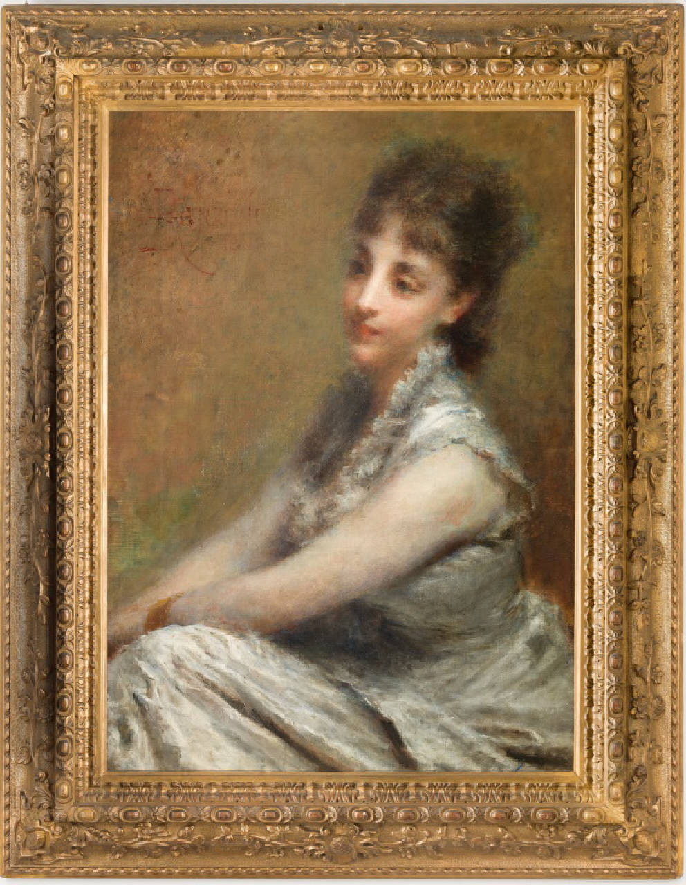 Ritratto di Marta Bussi Rosnati (Ritratto della contessa Arrivabene), donna giovane, contessa arrivabene (dipinto) di Ranzoni Daniele (ultimo quarto sec. XIX)