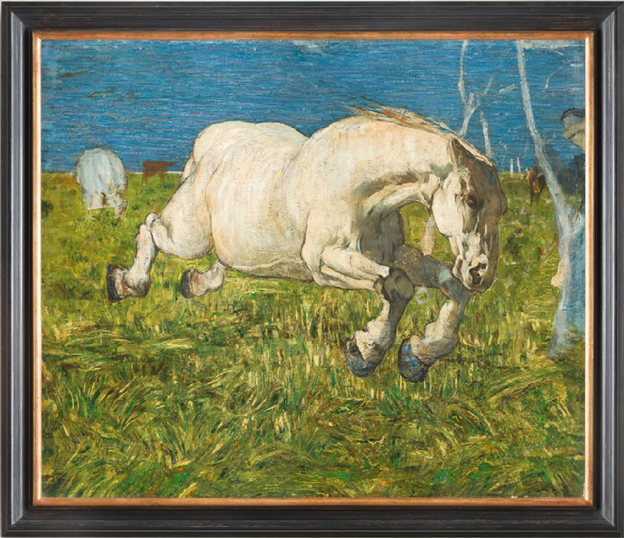 Cavallo al galoppo, cavallo al galoppo in un campo (dipinto) di Segantini Giovanni (fine sec. XIX)