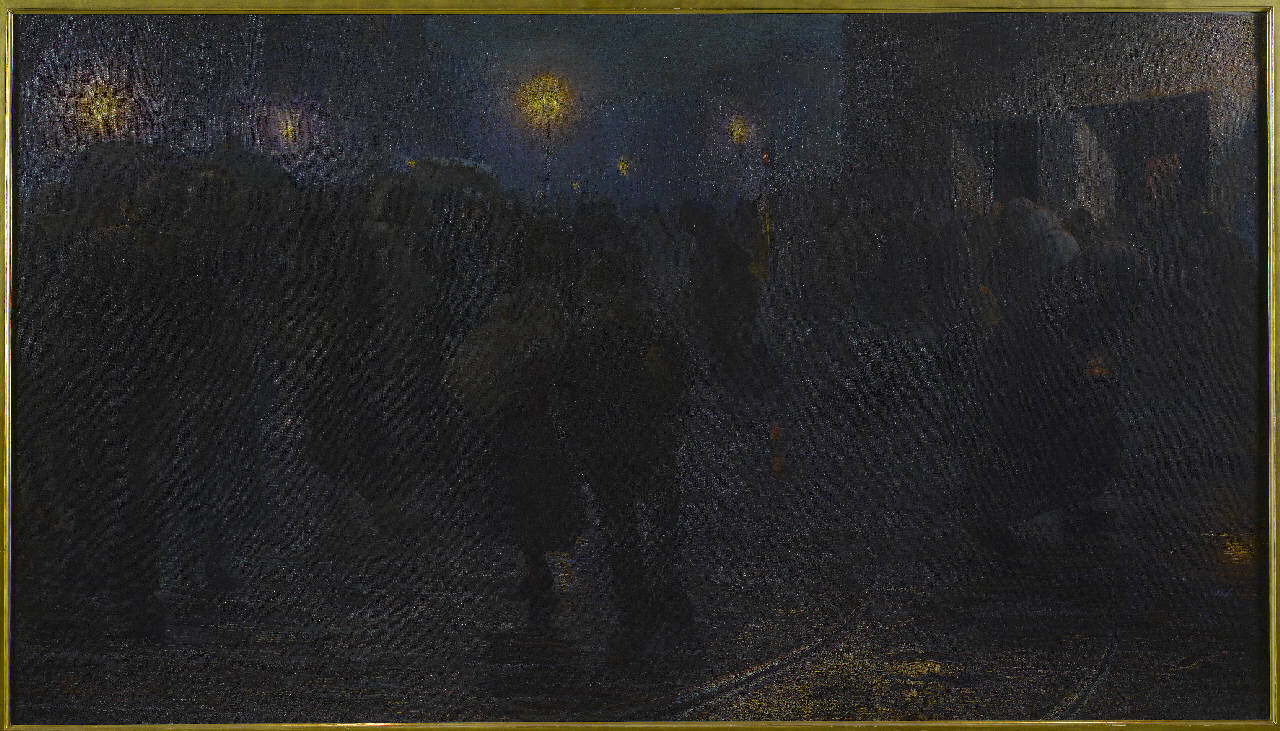 L'alba dell'operaio, operai (dipinto) di Sottocornola Giovanni (fine sec. XIX)