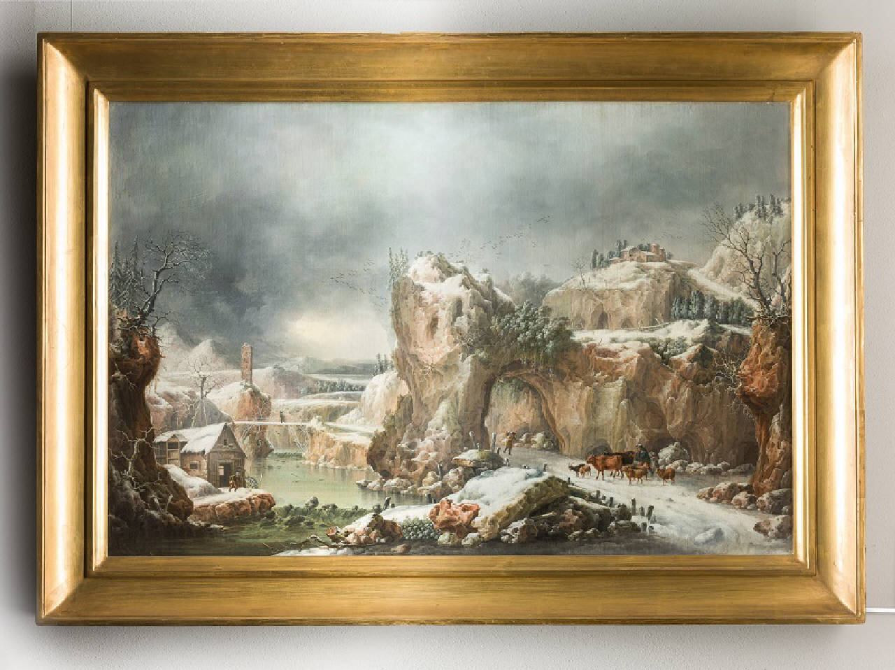 Nevicata, paesaggio invernale (dipinto) di Fidanza Francesco (sec. XIX)