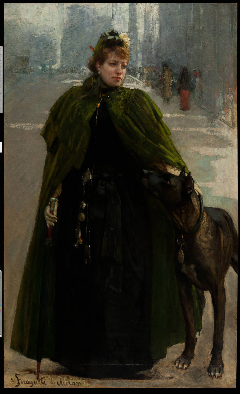 Ritratto della nobile signora Eleonora Cottalorda Tellini, ritratto femminile (dipinto) di Feragutti Visconti Adolfo (sec. XIX)