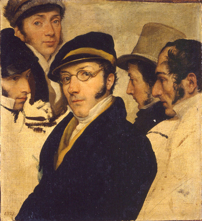 Autoritratto di Francesco Hayez con un gruppo di amici (dipinto) di Hayez Francesco (sec. XIX)