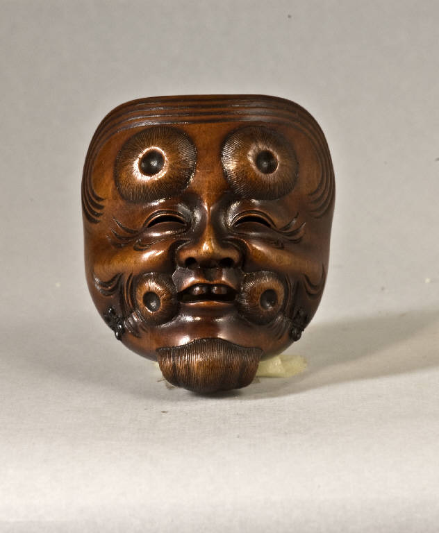 Maschera di Okina, Maschera (scultura) di Shugetsu Hara (scuola) (metà sec. XIX)