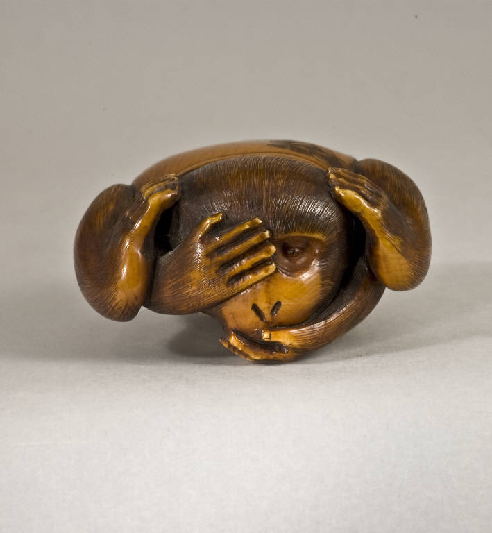 Scimmia, Animale (scultura) di Chokusai (fine/inizio secc. XIX/ XX)