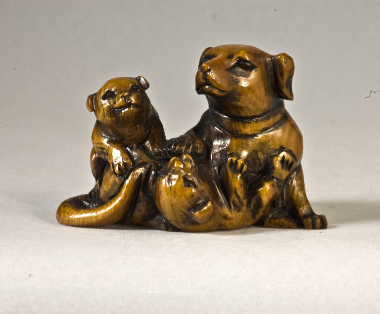 Cane con cuccioli, ANIMALI (scultura) - ambito giapponese (metà sec. XIX)
