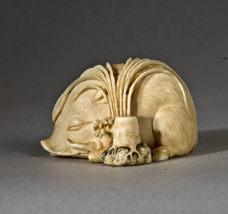 Cinghiale, Animale (scultura) di Ono Ryomin (seconda metà sec. XIX)