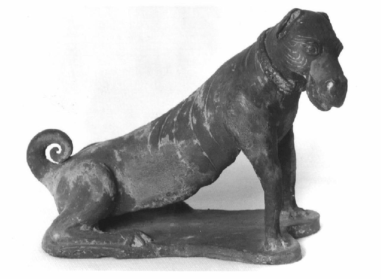 Cane da caccia seduto (statuetta) - Manifattura cinese