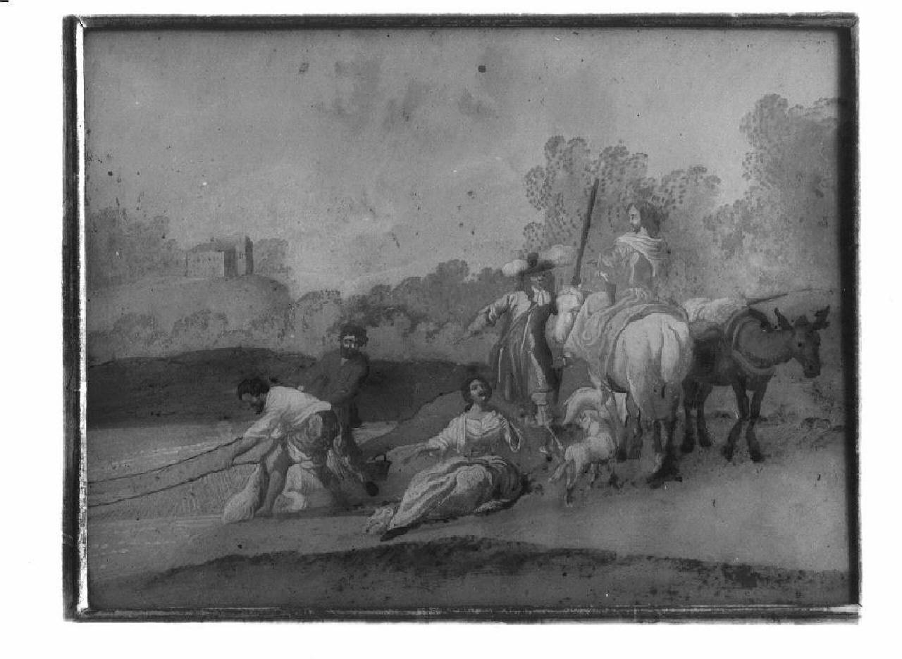 paesaggio con figure e pescatori (dipinto) - Ambito veneziano (seconda metà sec. XVIII)