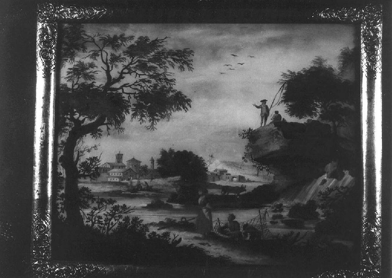 paesaggio con pescatori (dipinto) - Ambito veneziano (inizio sec. XIX)