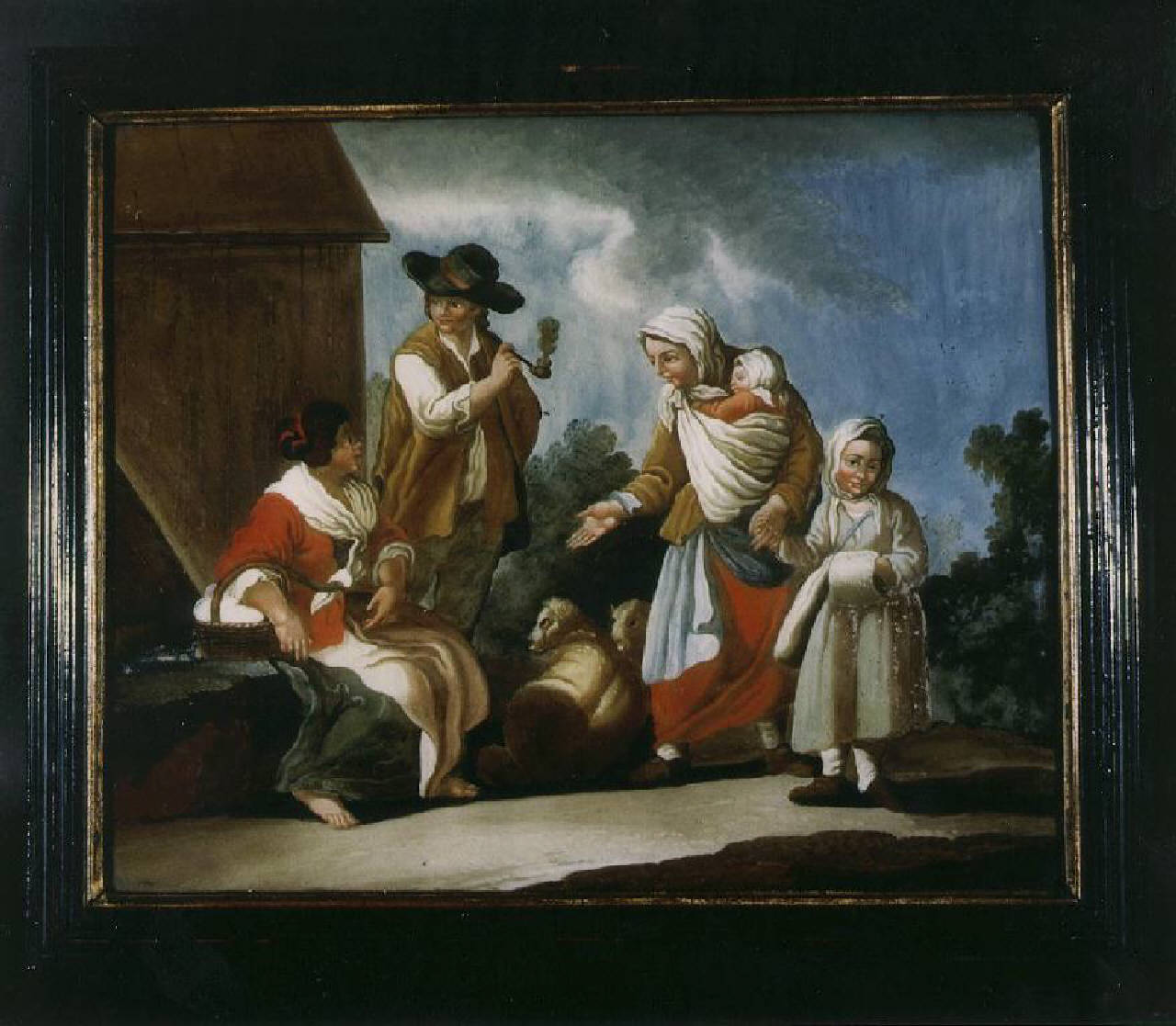Coppia di contadini e mendicante (dipinto) (sec. XVIII)