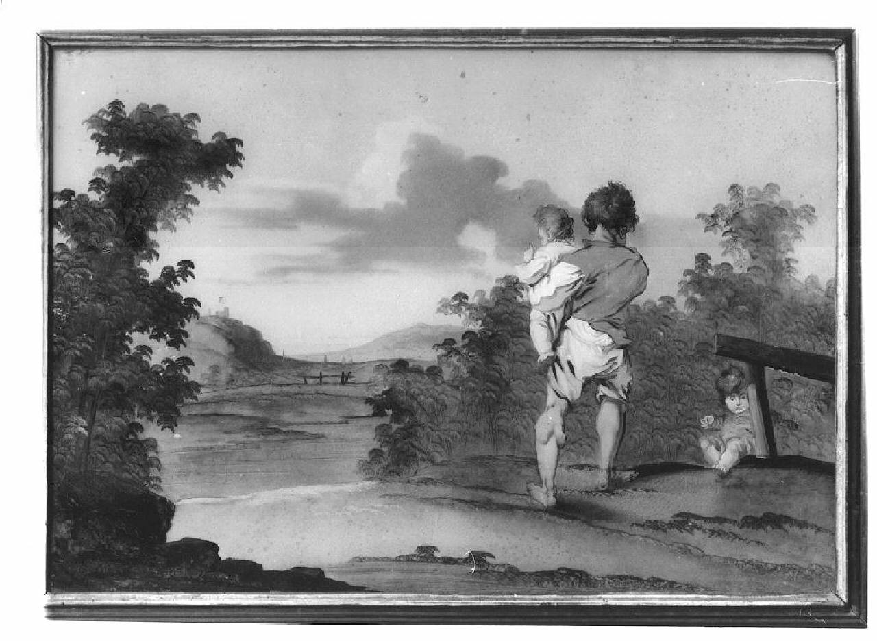 Tre bambini in un paesaggio (dipinto) (sec. XVIII)