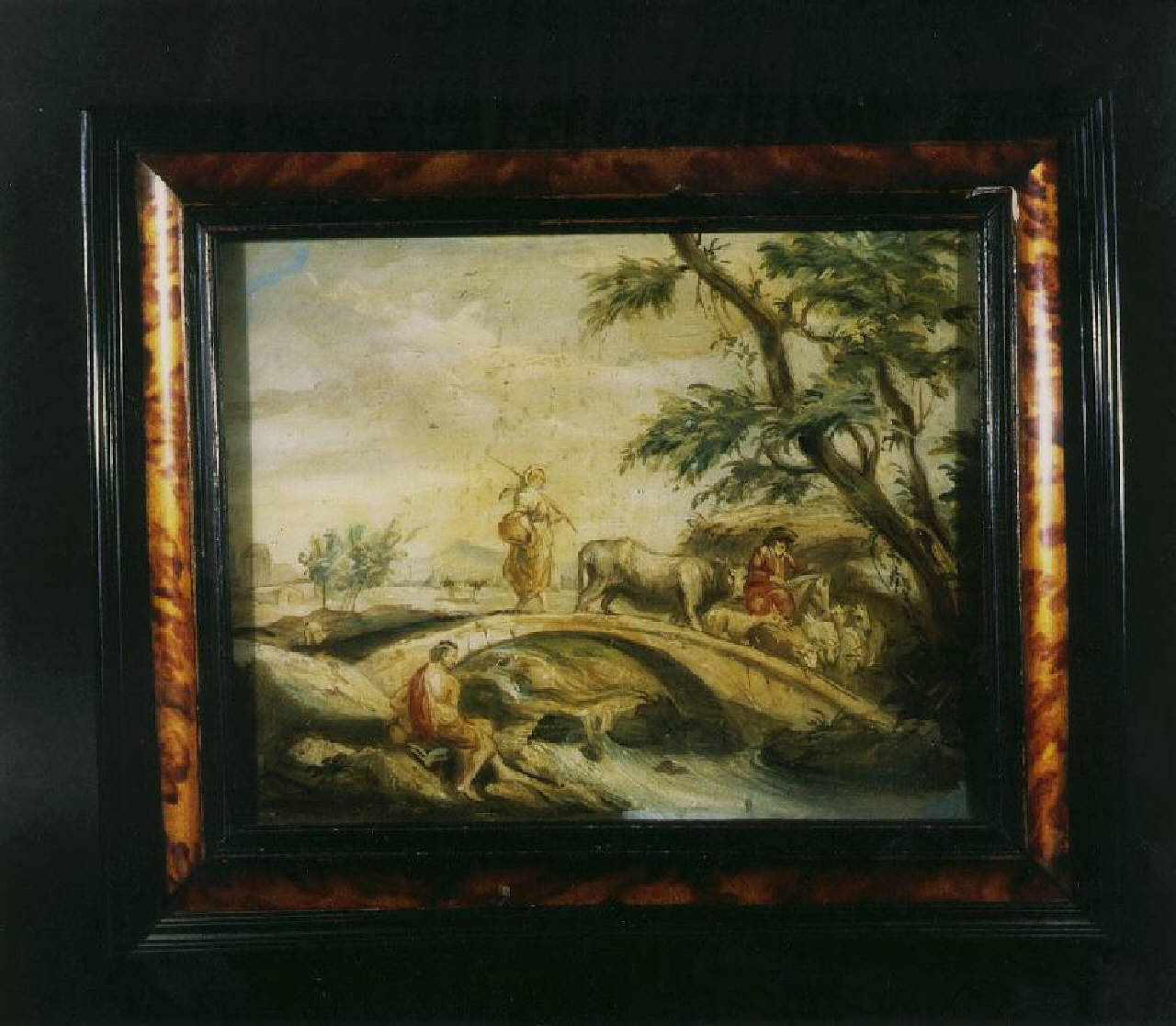 paesaggio con figure su un ponte (dipinto) - Ambito italiano? (sec. XVIII)