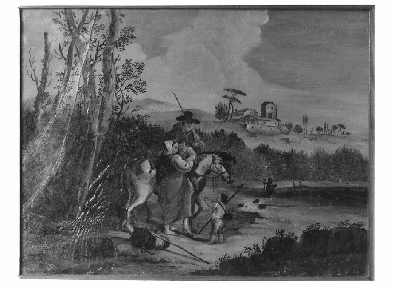 paesaggio con famiglia di contadini (dipinto) - Ambito italiano? (sec. XVIII)