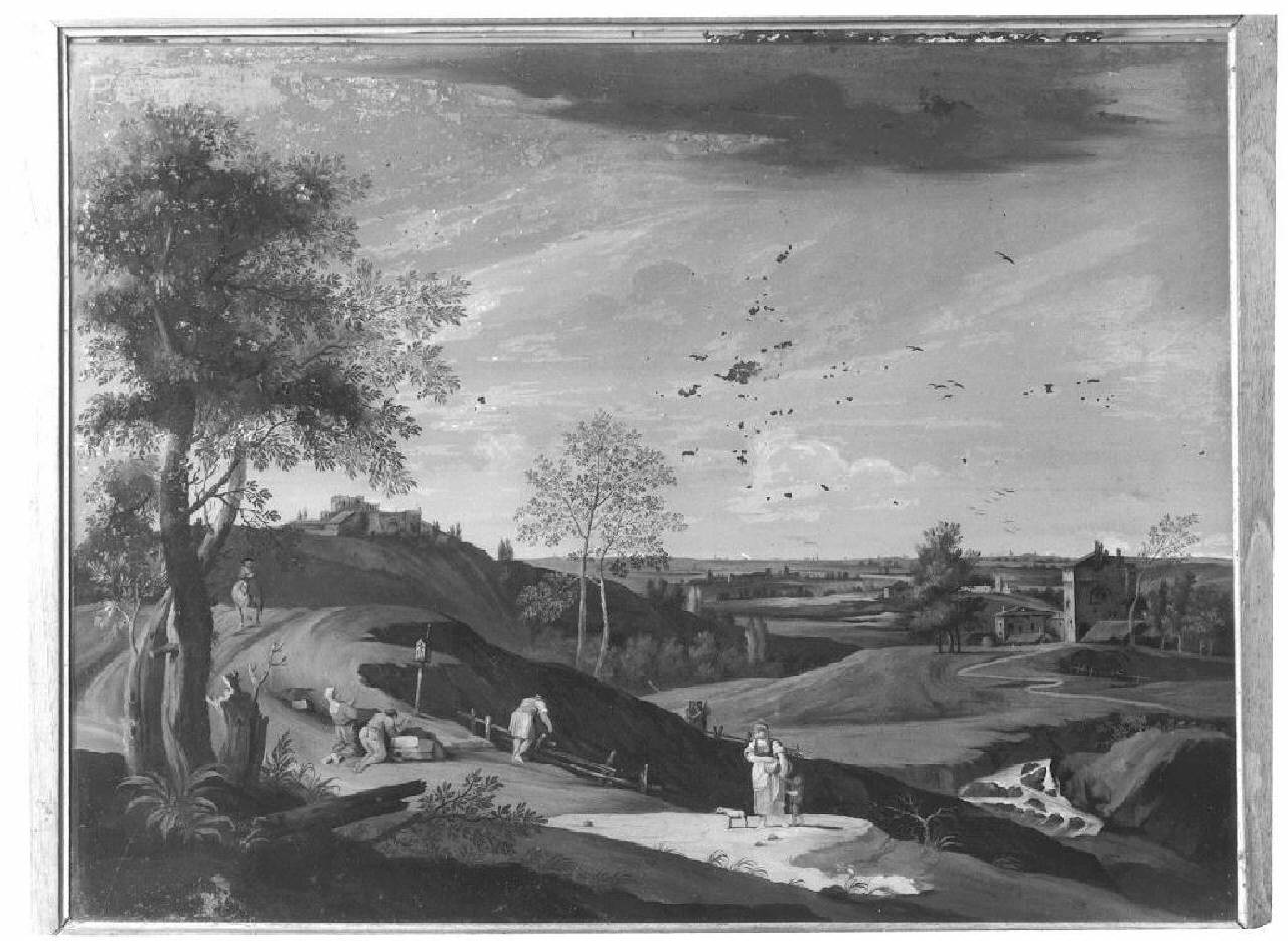 paesaggio con figure (dipinto) - Ambito italiano (sec. XVIII)