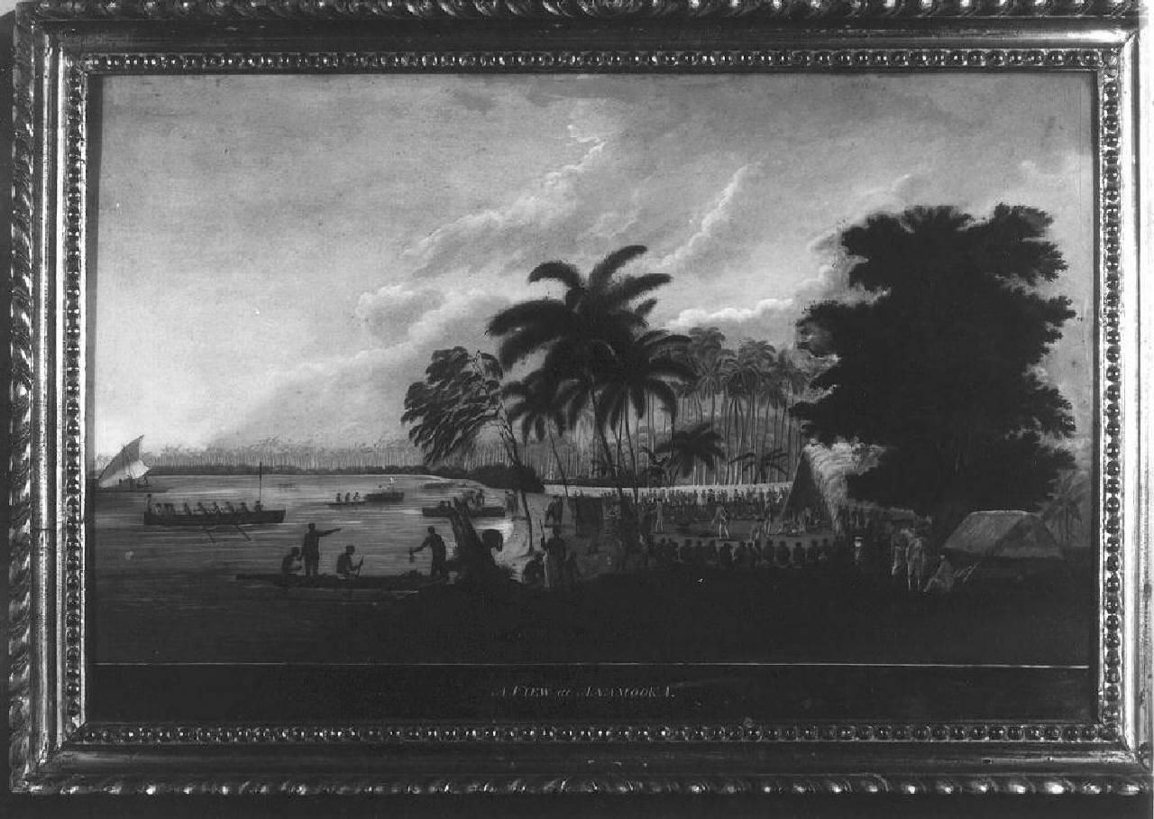 veduta di Anamooka nel Pacifico Meridionale (dipinto) - Ambito inglese (seconda metà sec. XVIII)