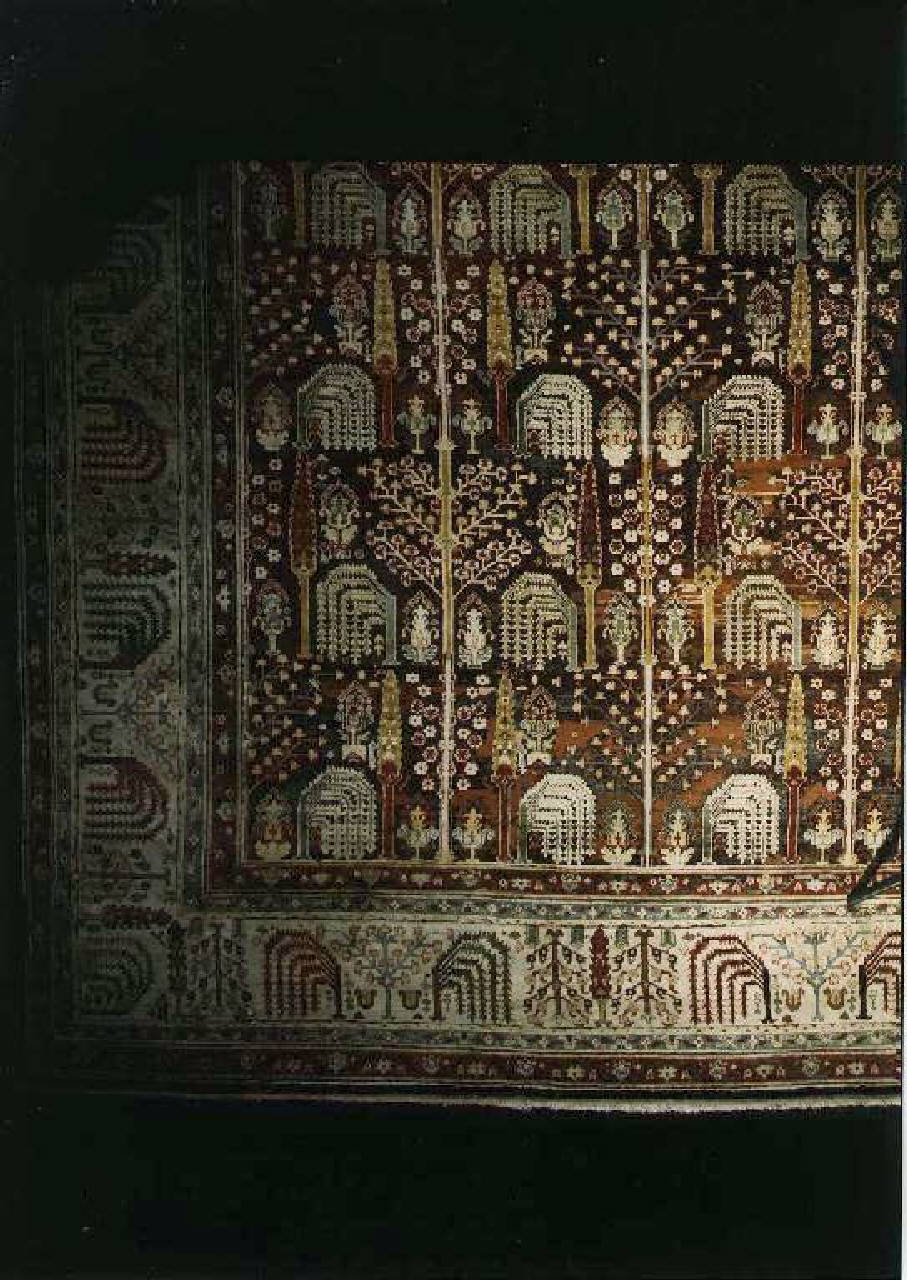 Tappeto Agra, motivi decorativi geometrici e vegetali (tappeto) - Manifattura Agra, India Centro-Settentrionale (sec. XIX)