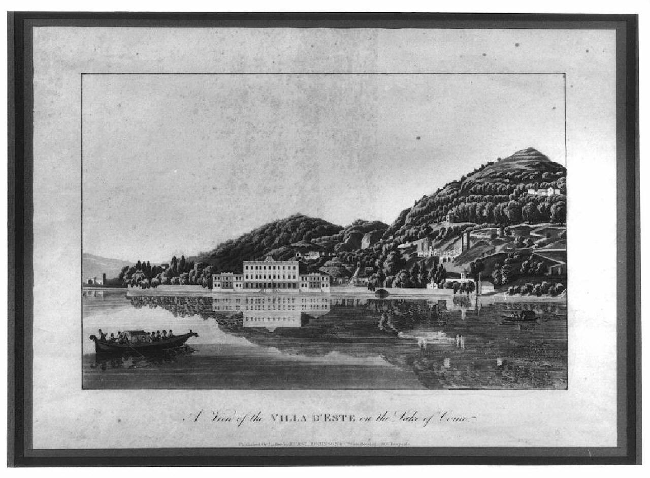 veduta del lago di Como,La Villa D'Este (stampa) - ambito inglese (sec. XIX)
