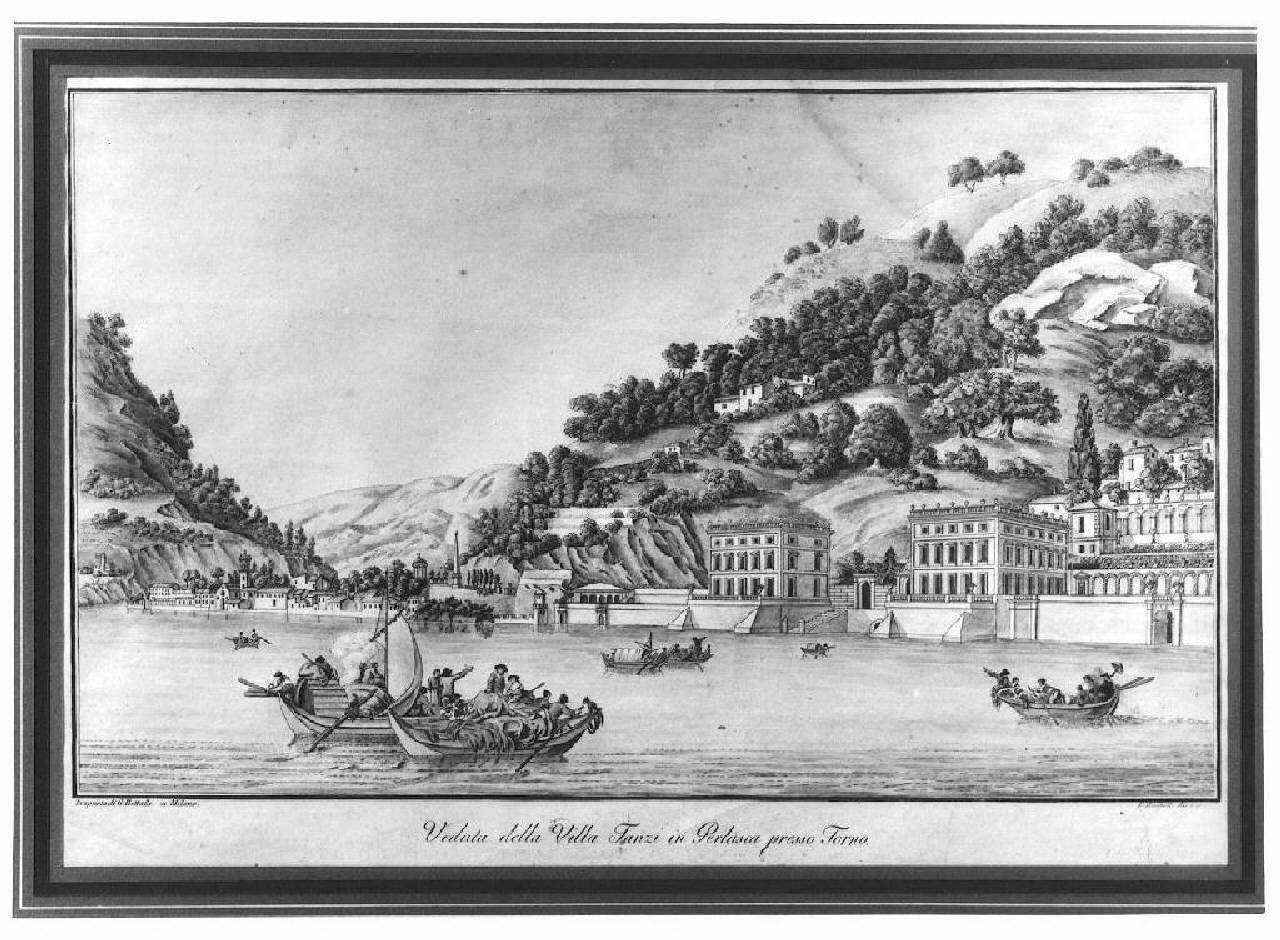 veduta del lago di Como, Villa Tanzi in Perlasca a Torno (stampa) di Mantelli da Cannobbio Gerolamo (secc. XVIII/ XIX)