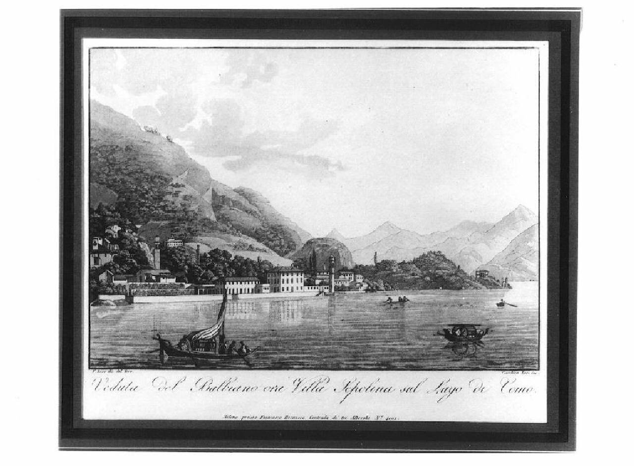 veduta del lago di Como, il Balbiano. (stampa) di Lose von Schlieben Carolina (Primo quarto sec. XIX)