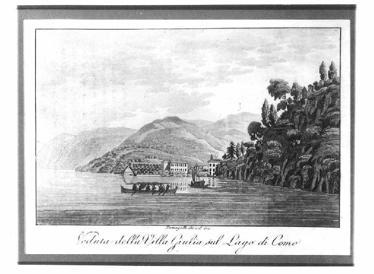veduta del lago di Como, villa Giulia. (stampa) di Fumagalli Paolo (Primo quarto sec. XIX)