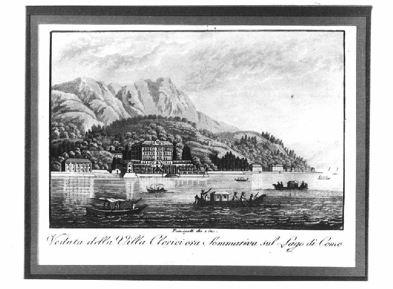 veduta del lago di Como, villa Sommariva. (stampa) di Fumagalli Paolo (Primo quarto sec. XIX)
