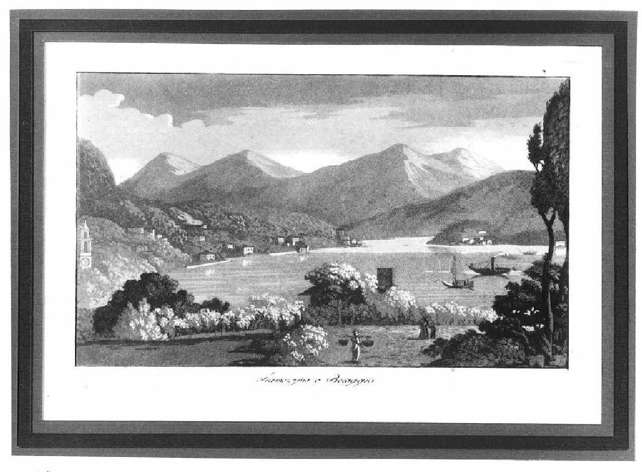 veduta del lago di Como, Tremezzina e Bellagio. (stampa) - Ambito lombardo (sec. XIX)