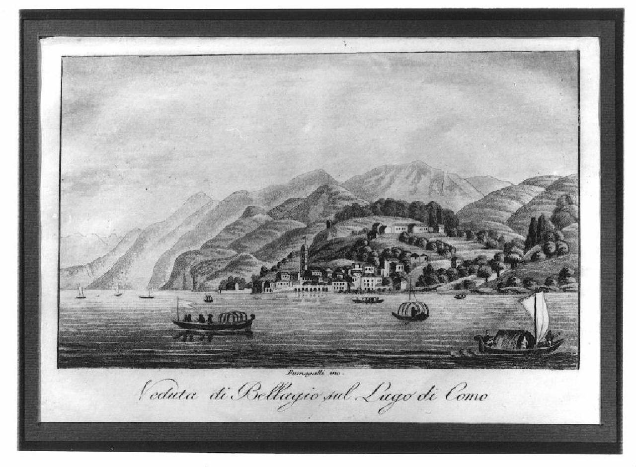 veduta del lago di Como, Bellagio. (stampa) di Fumagalli Paolo (Primo quarto sec. XIX)