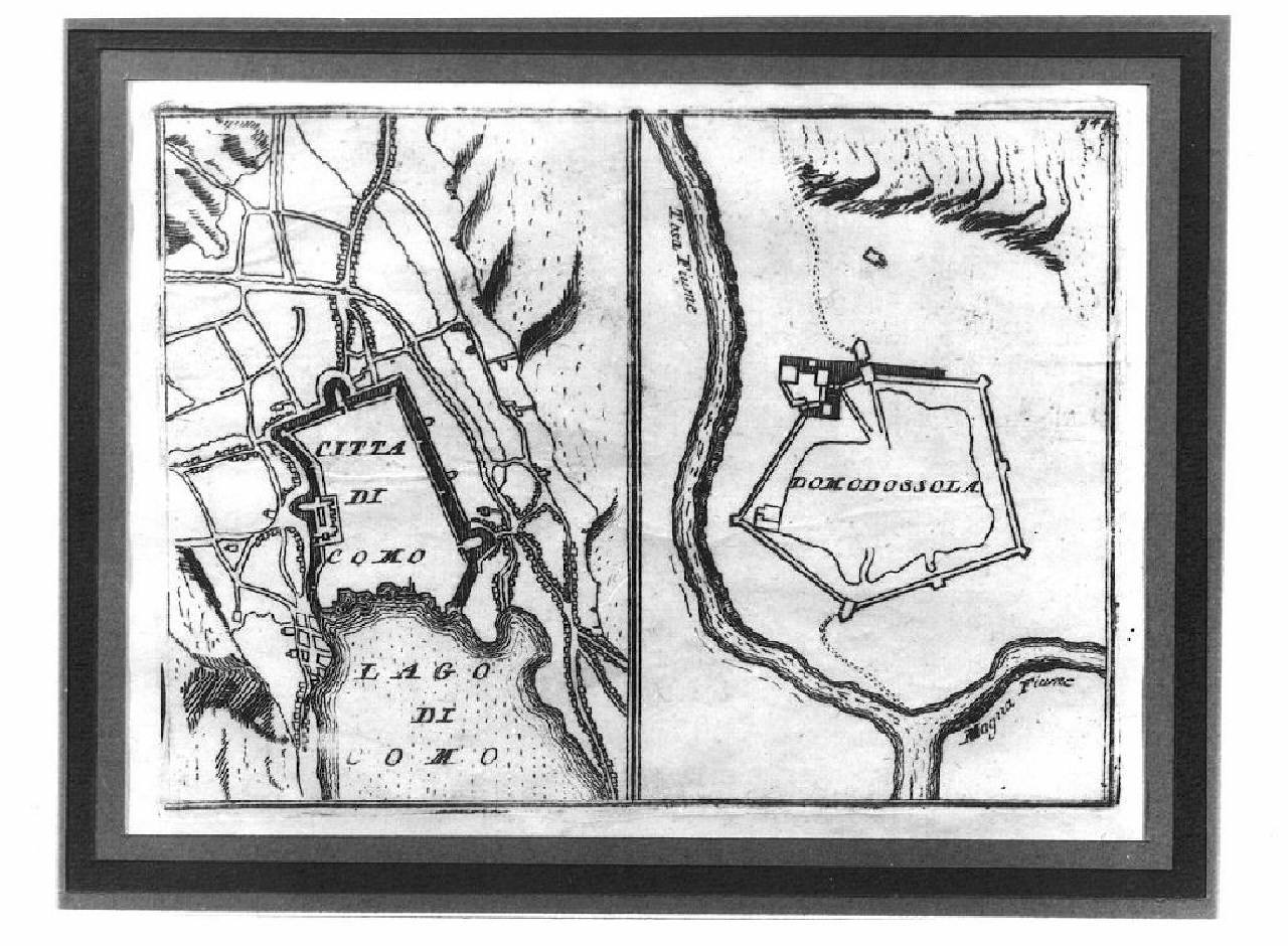 Pianta di Como e di Domodossola. (stampa) - ambito lombardo (sec. XVIII)