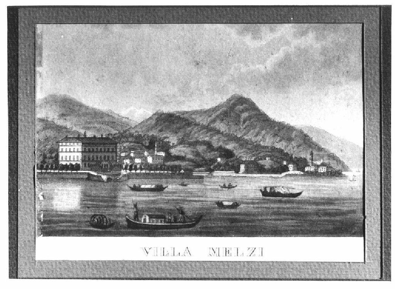 veduta del Lago di Como, villa Melzi. (stampa) - Ambito lombardo (sec. XIX)
