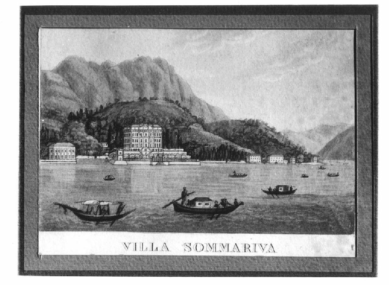 veduta del Lago di Como, villa Sommariva. (stampa) - Ambito lombardo (sec. XIX)