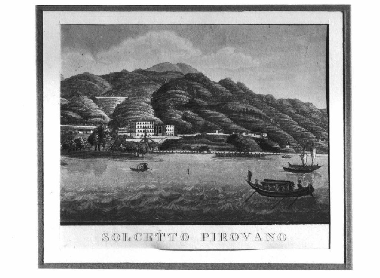 veduta del lago di Como, Solcetto Pirovano. (stampa) - Ambito lombardo (sec. XIX)